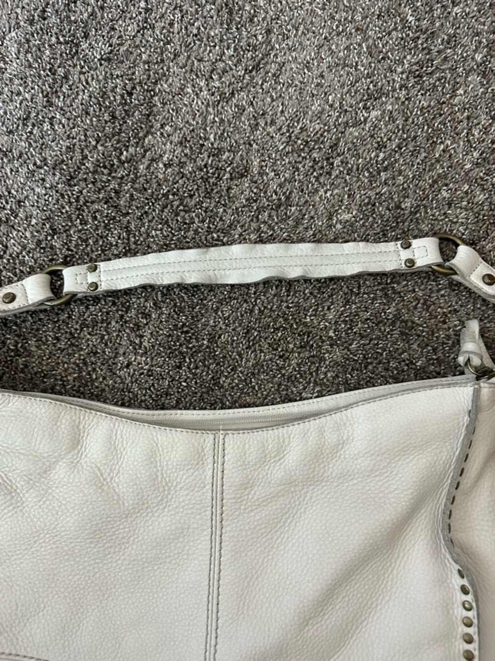 The Sak White Pebbled Leather Studded Hobo Bag Tassel GUC - Picture 3 of 9